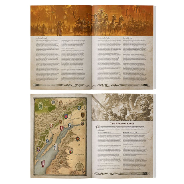 Tomb Kings van Khemri Arcane Journal The River of Bones van The Old World, met mystieke symbolen en oude teksten.