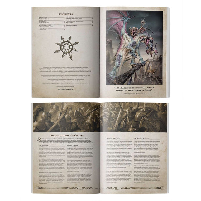 De Old World Arcane Journal March of Chaos van The Old World, zachte kaft met illustraties en titel op de voorpagina.
