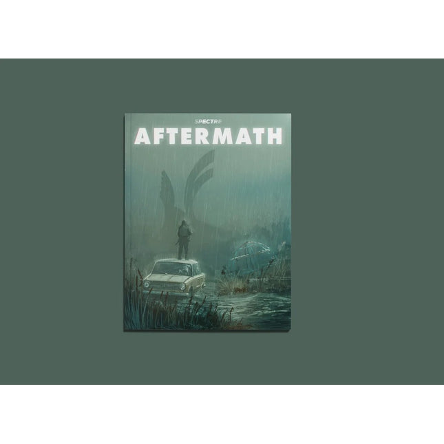 Spectre Operations Rulebook "Operation Aftermath" met cover en binnenpagina’s, strategische gids voor spionage- en tactiekspellen.