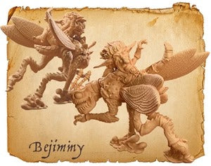Houten goblin beeld van Moonstone Bejiminy, gedetailleerd en ambachtelijk gemaakt, geschikt als decoratie of verzamelobject.