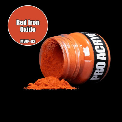 Pro Acryl verf met rode ijzeren oxide pigment, voor weersverweringseffecten en textuur in artistieke projecten.