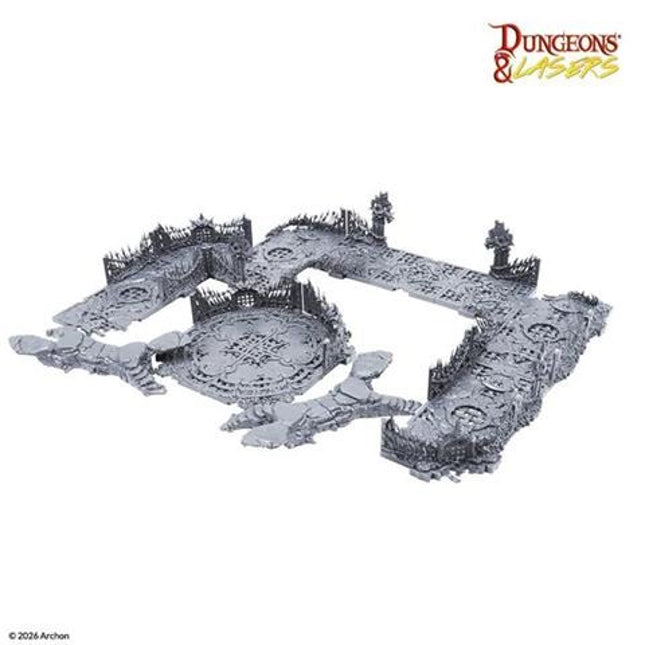 Dungeons&Lasers Combat Arena terrain voor bordspellen, gedetailleerde speelruimte met muren en obstakels voor gevechten