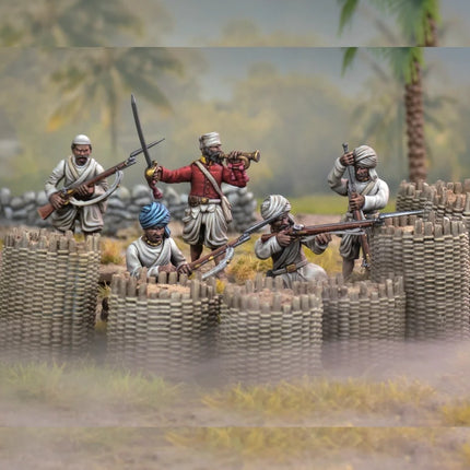 Miniaturen van Sepoy Mutineers uit Imperial Conquests van Wargames Atlantic, gedetailleerde figuren voor historische oorlogsspelletjes