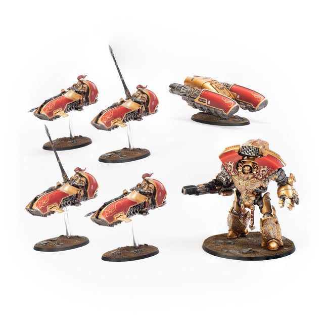 Horus Heresy Warhammer 30K & 40K Custodes Support Battle Group leger met miniaturen en details, perfect voor verzamelingen en bordspellen
