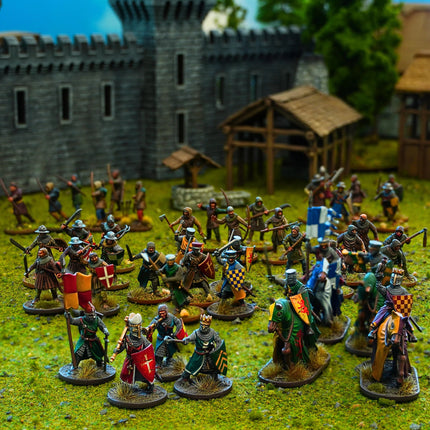 Uitbreidingsset voor The Barons' War Retinue Box met miniaturen en details, geschikt voor strategisch bordspel.