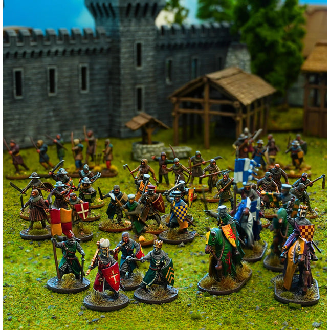 Uitbreidingsset voor The Barons' War Retinue Box met miniaturen en details, geschikt voor strategisch bordspel.