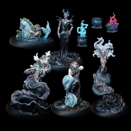 Warband Sirens' Oath: Core Ritual Box van ArcWorlde, gedetailleerde miniaturen en accessoires voor bordspel en rituelen.
