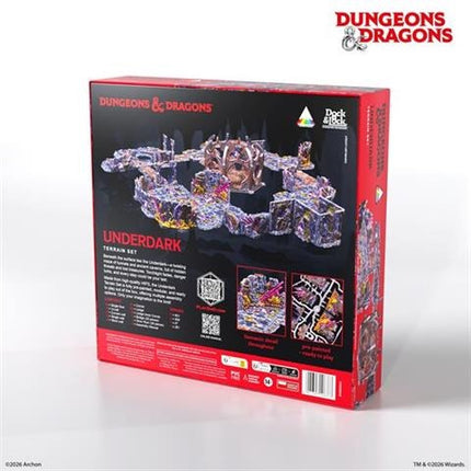 Pregekleurd D&D Underdark prismacast terrein van Dungeons&Lasers, gedetailleerd en kleurrijk voor tabletop rollenspellen.