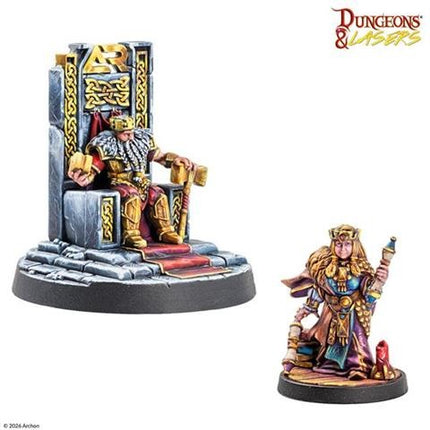 Miniatuur van de Iron Crown Monarchs uit Dungeons & Lasers, gedetailleerde miniatuurfiguur voor bordspellen en verzamelingen