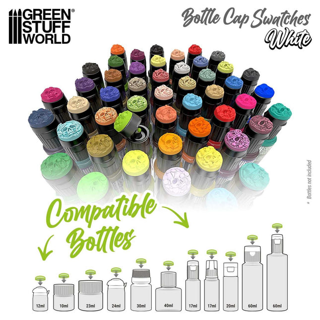 White Bottle Cap Swatches (pack 48 toppers)