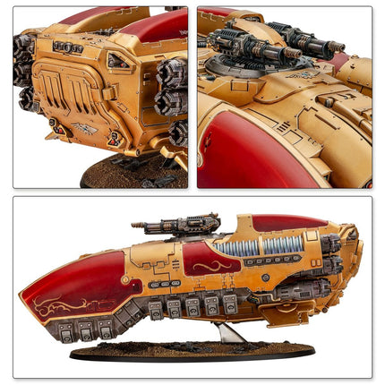 Adeptus Custodes Coronus Grav-Carrier model van Warhammer 40.000, Imperium leger met gedetailleerde grav-voertuig details.