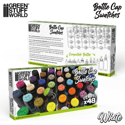 White Bottle Cap Swatches (pack 48 toppers)