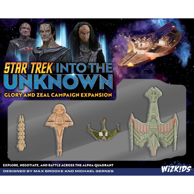 Uitbreiding voor Star Trek Into the Unknown Glory en Zeal, toont de kleurrijke cover met ruimteschepen en karakterillustraties.