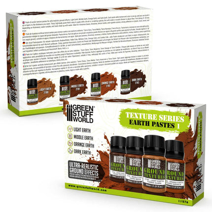 GroenStuffWorld aardetextuurverf set van 30ml, 4 stuks, voor landschapsmodellering en textuurcreaties.