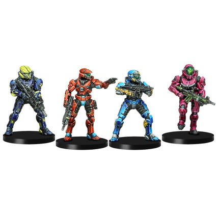 Halo: Flashpoint Spartan Edition v1.5 starterset met gespantiseerde miniatuur met alternatieve kleuropties, gedetailleerd en kleurrijk.