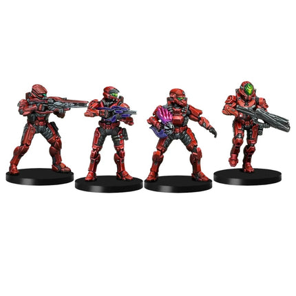 Starterset Halo: Flashpoint - Spartan Edition v1.5 met spartan miniatuur en alternatieve wapens, gedetailleerd en kleurrijk.