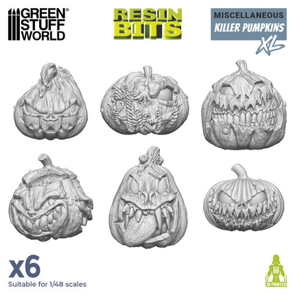 3D geprinte set van grote Killer Pumpkins van GreenStuffWorld, gedetailleerde resin sculpturen voor modelleren en verzamelen