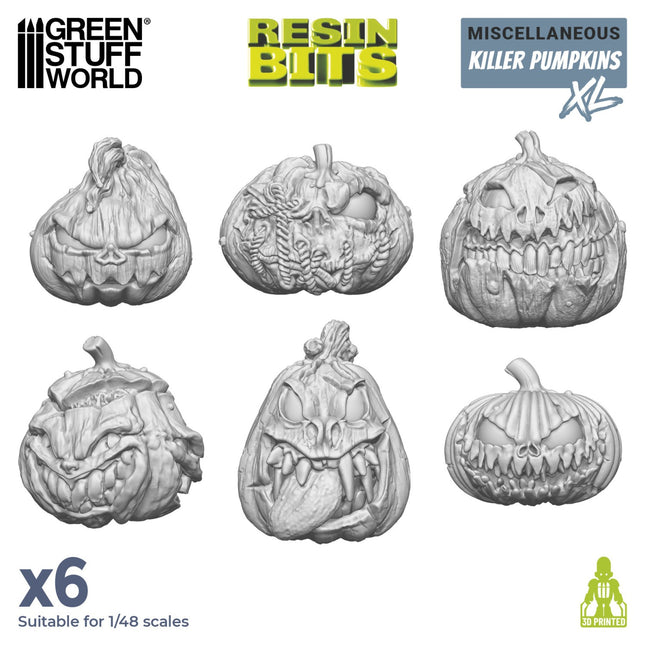 3D geprinte set van grote Killer Pumpkins van GreenStuffWorld, gedetailleerde resin sculpturen voor modelleren en verzamelen