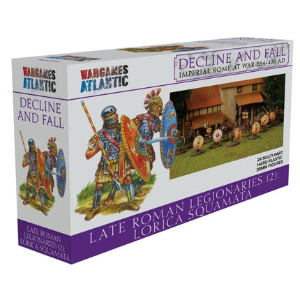 Miniatuur van twee Late Romeinse Legionairs met Lorica Squamata door Wargames Atlantic, gedetailleerde Romeinse soldatenfiguren