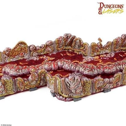 Voorbeeld van een voorgeverfd Carnage Tract Terrain van Dungeons&Lasers, gedetailleerd en kleurrijk speelbaar terrein voor bordspellen.
