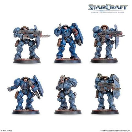 StarCraft R Terran Starterset met miniaturen en speelmateriaal voor bordspellen en tabletop gameplay.