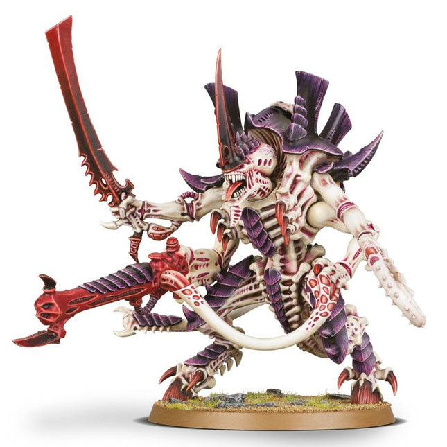 Warhammer 40.000 Tyranids Hive Tyrant Xenos model, gedetailleerde sci-fi miniatuur met gevorkte tentakels en agressieve houding