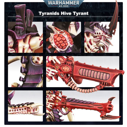 Warhammer 40.000 Tyranids Hive Tyrant Xenos miniatuur met gedetailleerde sculptuur en grote vleugels, klaar voor battlespel.
