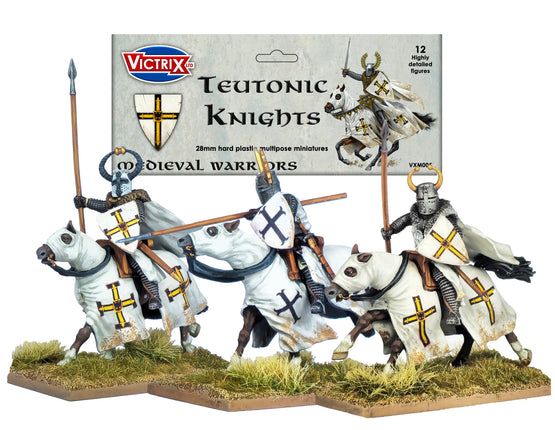 Miniatuur van de Middeleeuwse Teutonic Knights van Victrix, gedetailleerde figuur uit de Medieval Orde van de Teutonic Knights.