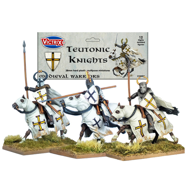 Miniatuur van de Middeleeuwse Teutonic Knights van Victrix, gedetailleerde figuur uit de Medieval Orde van de Teutonic Knights.