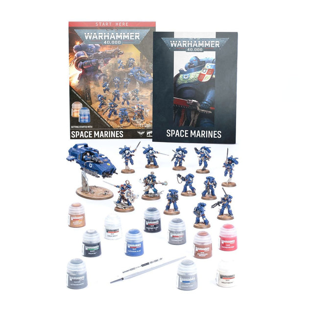 Warhammer 40.000 startset met Space Marines, inclusief miniaturen, handleiding en accessoires voor beginners, door Warhammer 40.000