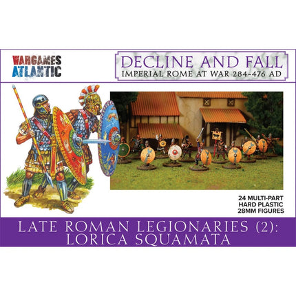 Miniatuur Late Romeinse Legionairs met Lorica Squamata uit Wargames Atlantic, gedetailleerde Romeinse soldaten in schaalmodel
