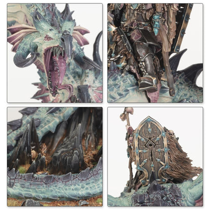 Warriors of Chaos: Heermeester op Chaosdraak van The Old World, gedetailleerd miniatuurfiguur met chaos- en drakendetails