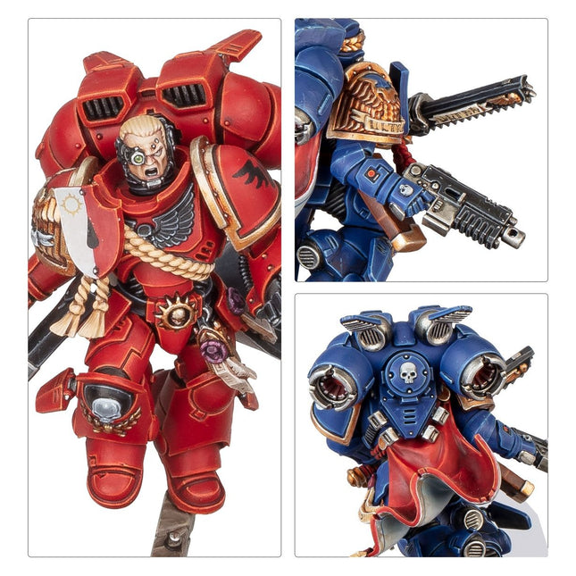 Warhammer 40.000 Space Marines Captain met jump pack, gedetailleerd model in militaire stijl, klaar voor gevecht.