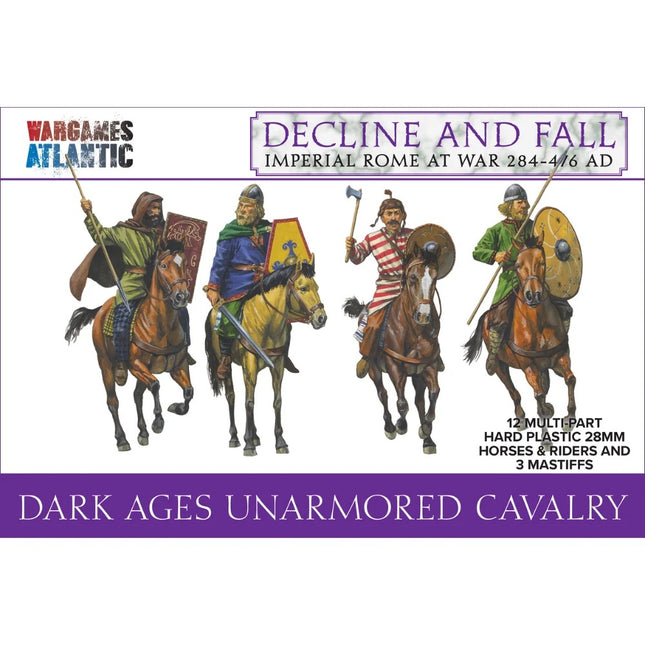 Miniatuur van ongewapende ruiters uit de Dark Ages, Wargames Atlantic, gedetailleerde figurines voor historische oorlogsspellen