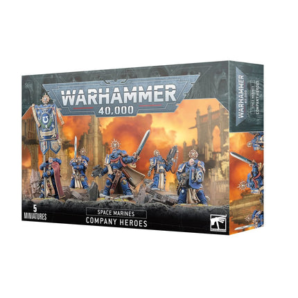 Space Marines Company Heroes van Warhammer 40.000, gedetailleerde miniatuurfiguren voor tabletop gaming.