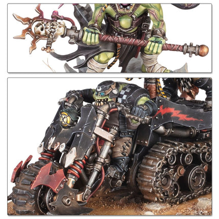 Warhammer 40.000 starterset met Orks, inclusief miniaturen en accessoires voor beginners, getoond op de afbeelding.