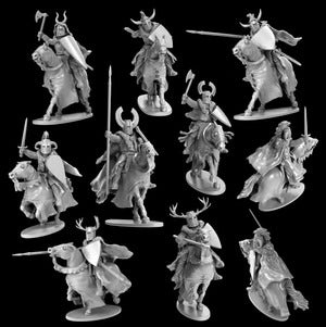 Miniatuur van een ridderhoofd met middeleeuwse en fantasy-elementen, gemaakt door Victrix, geschikt voor fantasy en historische scènes