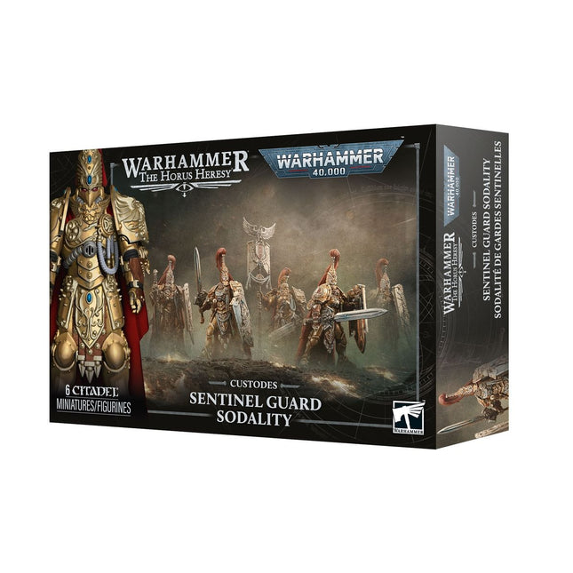 Warhammer 40.000 Adeptus Custodes Sentinel Guard Sodality Imperium miniatuur in doos, gedetailleerde figuur voor tabletop spellen