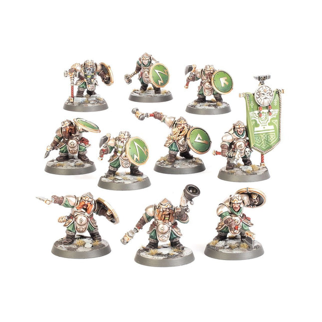 Set met AoS Khazalite Holders van Age of Sigmar met miniaturen en accessoires voor tabletop spellen, in gedetailleerde presentatie.