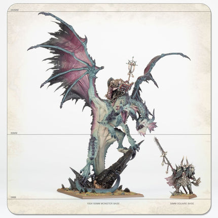 Chaos Lord op Chaos Draak, Warriors of Chaos, The Old World, gedetailleerde miniatuur met uitgebreide wapens en ornamenten