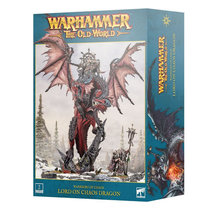 Warriors of Chaos: Heermeester op Chaosdraak van The Old World, gedetailleerd model met kleurrijke chaosversierselen en wapens.