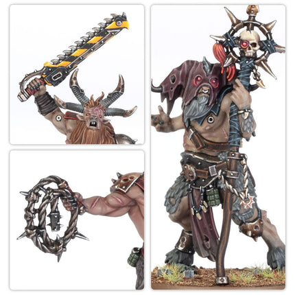 Chaos Space Marines Fellgor Beastmen van Warhammer 40.000, gedetailleerde miniatuur met chaos-kostuums en wapens.