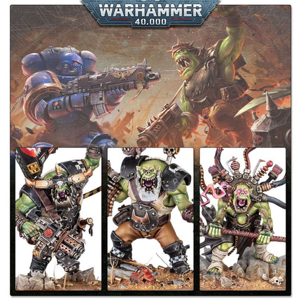Warhammer 40.000 starterset met Orks, inclusief miniaturen en accessoires voor beginners, gericht op de Warhammer 40.000 game.