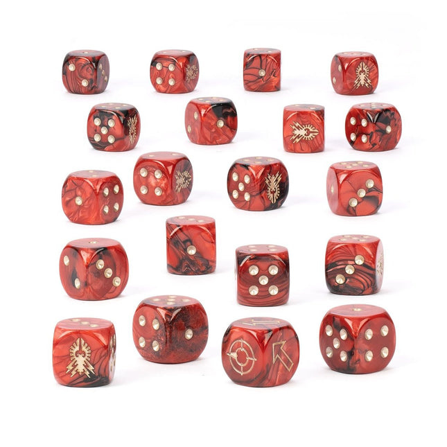 Legio Custodes dobbelstenen set voor bordspellen, Horus Heresy game materialen met gouden en zilveren details.