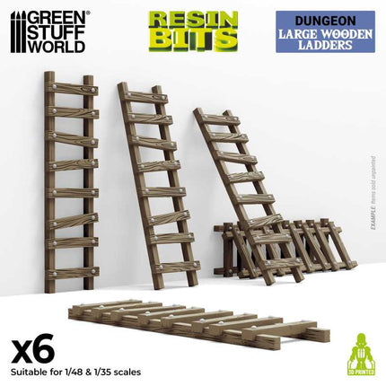 3D Printed - Fantasy - Large Wooden Ladders 1:48/1:35