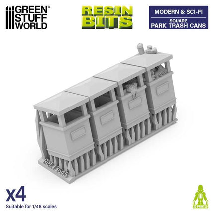 3D Printed Park Trash Cans - Square