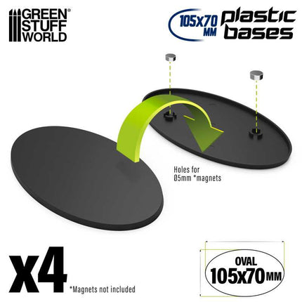 Black Plastic Bases - Oval 105x70mm