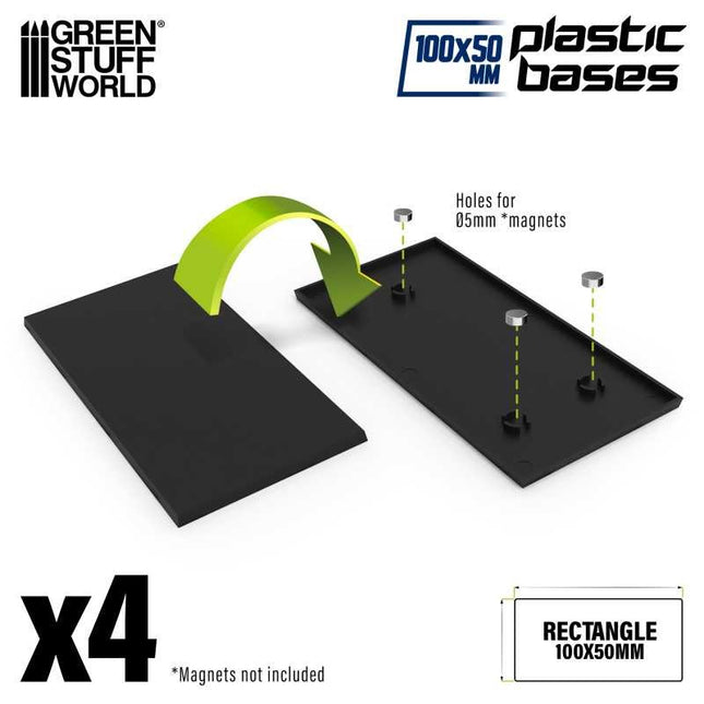 Black Plastic Bases - rectangular 100x50mm