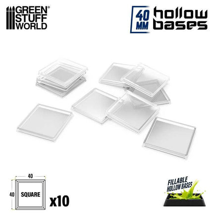 Plastic clear Bases - Square 40mm Hollow