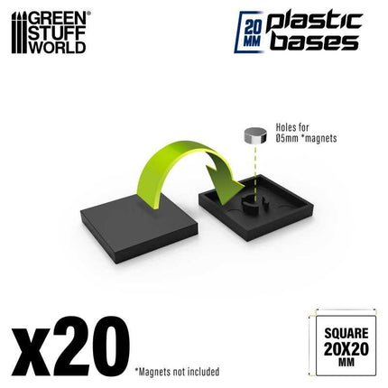 Black Plastic Bases - Square 20mm